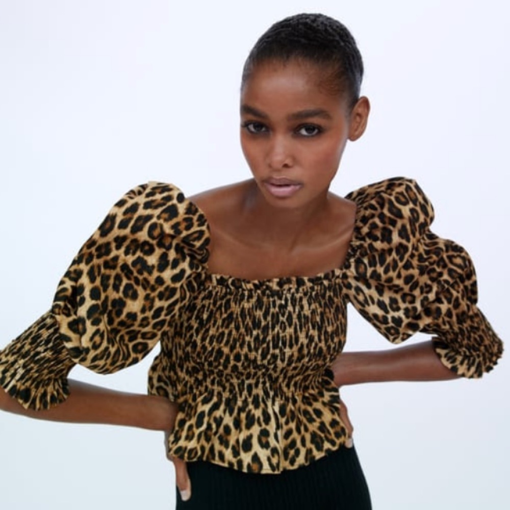 NWT Zara Leopard Stretchy Top